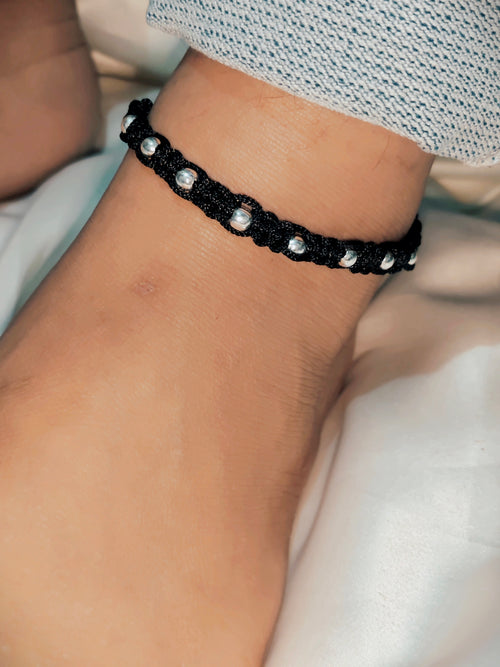 Black Thread Full Bead Anklet