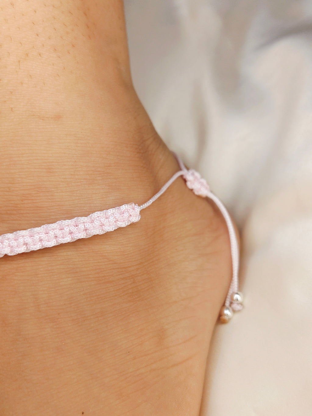 Exclusive Pink Thread Silver Anklet
