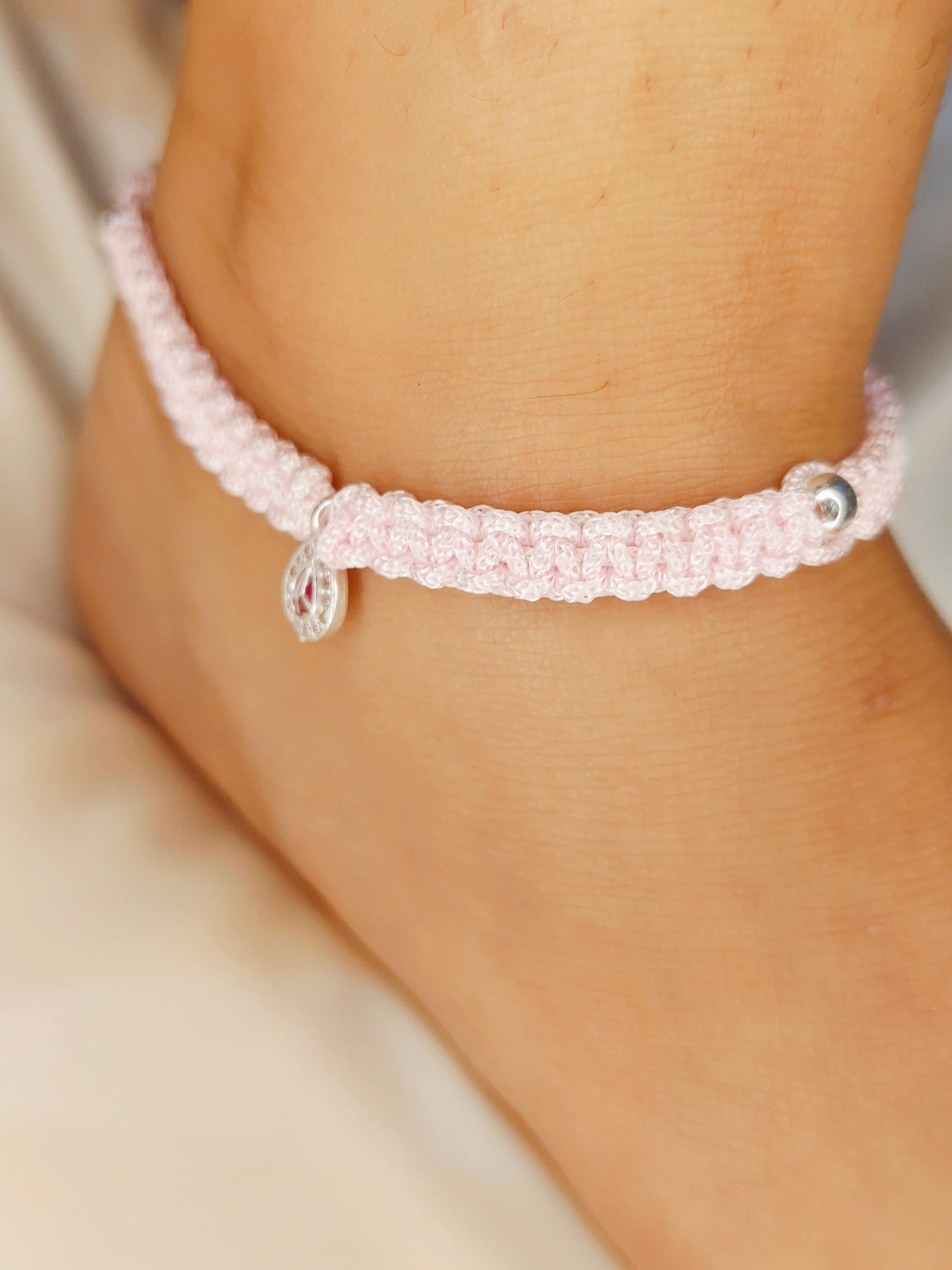 Exclusive Pink Thread Red Pink Micro Anklet
