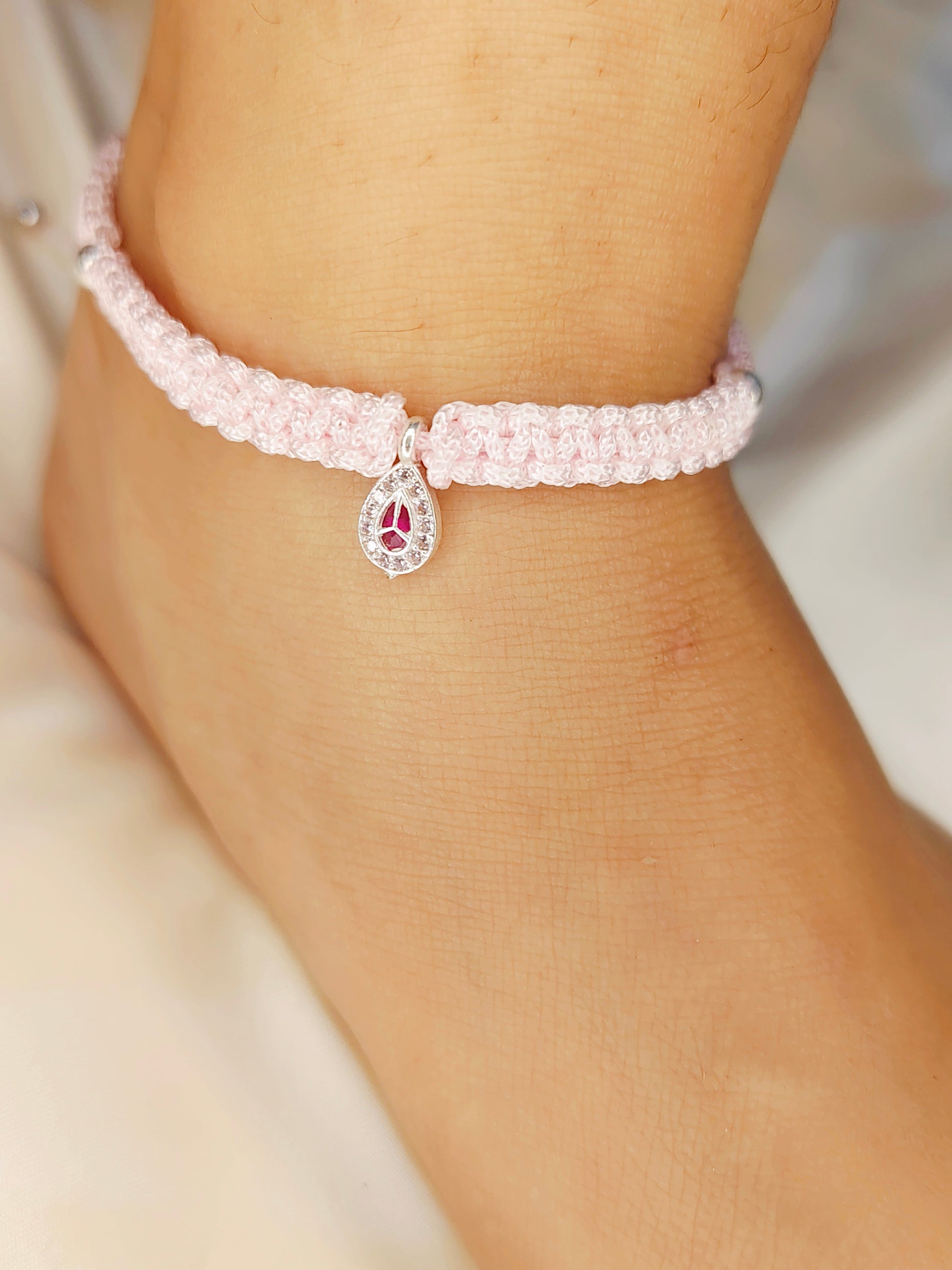 Exclusive Pink Thread Red Pink Micro Anklet