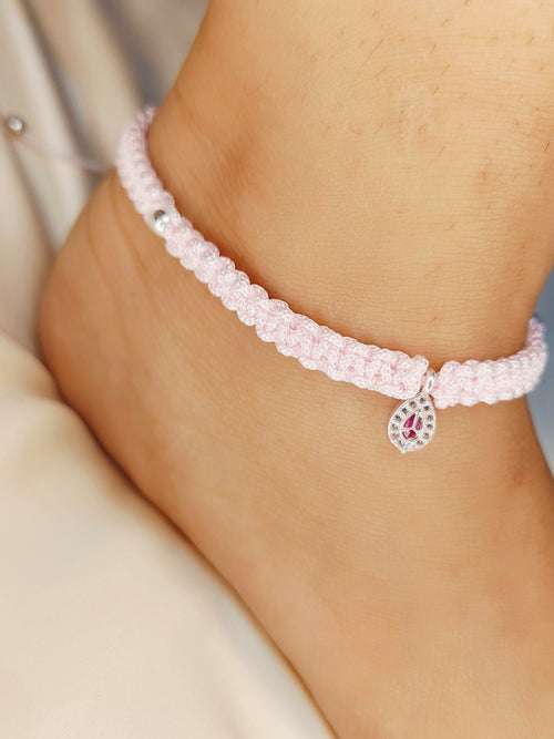 Exclusive Pink Thread Red Pink Micro Anklet